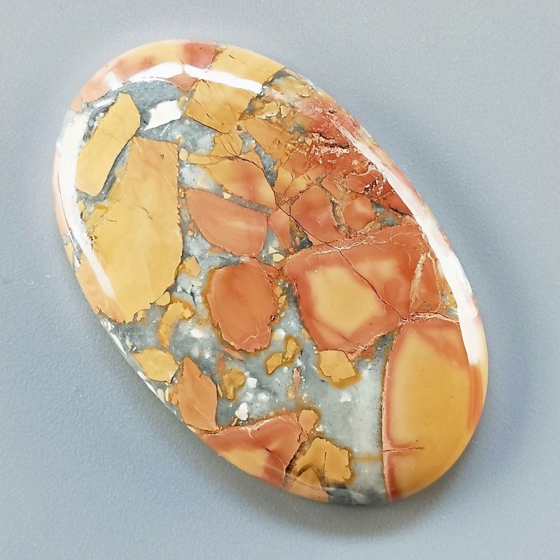 Diaspro Maligano Multicolore Naturale Forma Ovale Piatto Cabochon Liscio Fatto a Mano 47X30X6mm 16,63gm 1pz