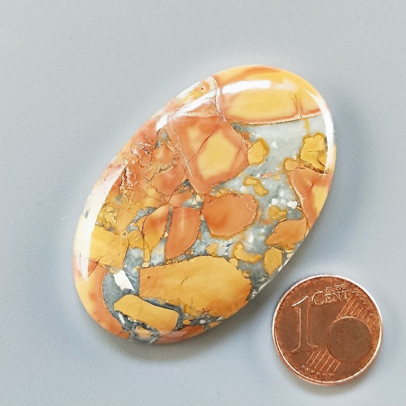 Diaspro Maligano Multicolore Naturale Forma Ovale Piatto Cabochon Liscio Fatto a Mano 47X30X6mm 16,63gm 1pz