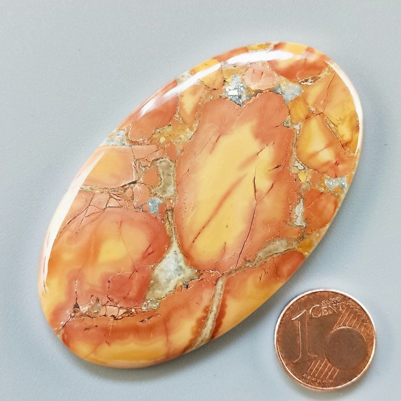 Diaspro Maligano Multicolore Naturale Forma Ovale Piatto Cabochon Liscio Fatto a Mano 62X37X6mm 23,14gm 1pz