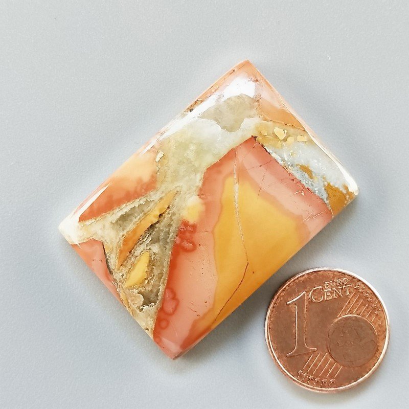 Cabochon di Diaspro Maligano Multicolore Naturale Rettangolare, Piatto e Liscio, 33x23x6 mm, 10,87 g, Fatto a Mano