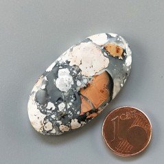 Diaspro Maligano Multicolore Naturale Forma Ovale Piatto Cabochon Liscio Fatto a Mano 41X22X6mm 10,28gm 1pz