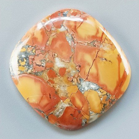 Diaspro Maligano Multicolore Naturale Forma Cuscino Piatto Cabochon Liscio Fatto a Mano 38X36X5mm 16,08gm 1pz