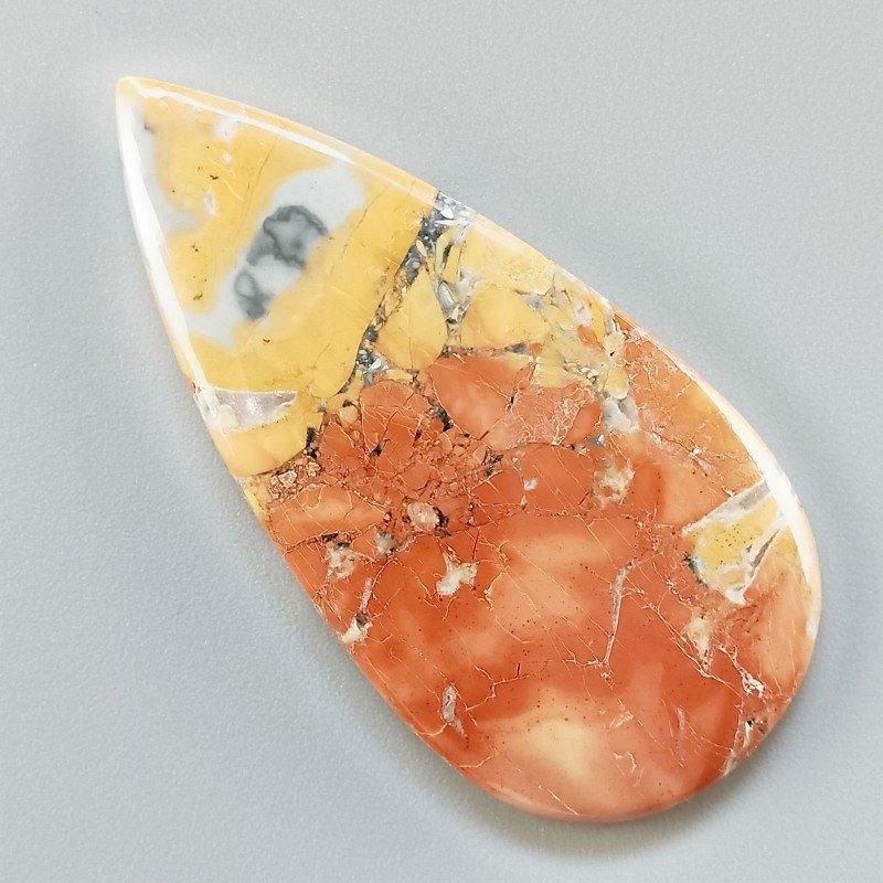 Diaspro Maligano Multicolore Naturale Forma Goccia Piatto Cabochon Liscio Fatto a Mano 52X26X4mm 10,36gm 1pz
