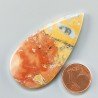 Diaspro Maligano Multicolore Naturale Forma Goccia Piatto Cabochon Liscio Fatto a Mano 52X26X4mm 10,36gm 1pz