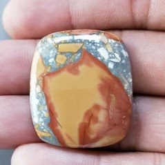 Diaspro Maligano Multicolore Naturale Forma Cuscino Piatto Cabochon Liscio Fatto a Mano 32X28X6mm 11,44gm 1pz
