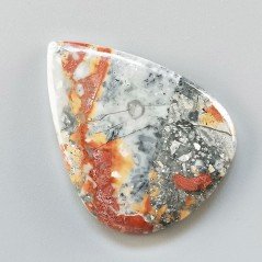 Diaspro Maligano Multicolore Naturale Forma Goccia Piatto Cabochon Liscio Fatto a Mano 42X32X6mm 12,50gm 1pz