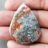 Diaspro Maligano Multicolore Naturale Forma Goccia Piatto Cabochon Liscio Fatto a Mano 42X32X6mm 12,50gm 1pz