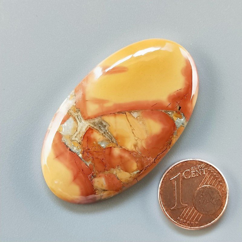 Diaspro Maligano Multicolore Naturale Forma Ovale Piatto Cabochon Liscio Fatto a Mano 45X26X6mm 13,05gm 1pz