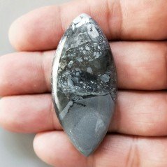 Cabochon di Diaspro Maligano Multicolore Naturale Marquise, Piatto e Liscio, 53x25x6 mm, 13,91 g, Fatto a Mano