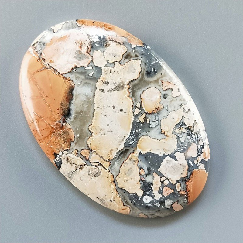 Diaspro Maligano Multicolore Naturale Forma Ovale Piatto Cabochon Liscio Fatto a Mano 52X35X5mm 17,11gm 1pz