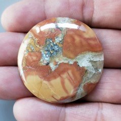 Diaspro Maligano Multicolore Naturale Forma Tondo Piatto Cabochon Liscio Fatto a Mano 39X6mm 14,96gm 1pz