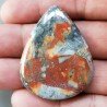 Diaspro Maligano Multicolore Naturale Forma Goccia Piatto Cabochon Liscio Fatto a Mano 44X34X5mm 14,30gm 1pz
