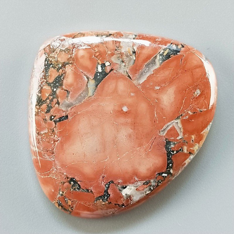 Diaspro Maligano Multicolore Naturale Forma Cuore Piatto Cabochon Liscio Fatto a Mano 42X38X6mm 18,36gm 1pz