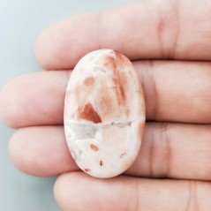 Diaspro Picasso Rosa Naturale Forma Ovale Piatto Cabochon Liscio Fatto a Mano 36X23mm 8.34gm 1pz