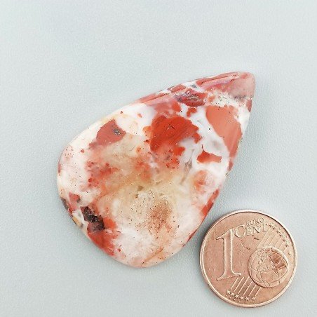 Diaspro Picasso Rosa Naturale Forma Goccia Piatto Cabochon Liscio Fatto a Mano 38X25mm 7.58gm 1pz