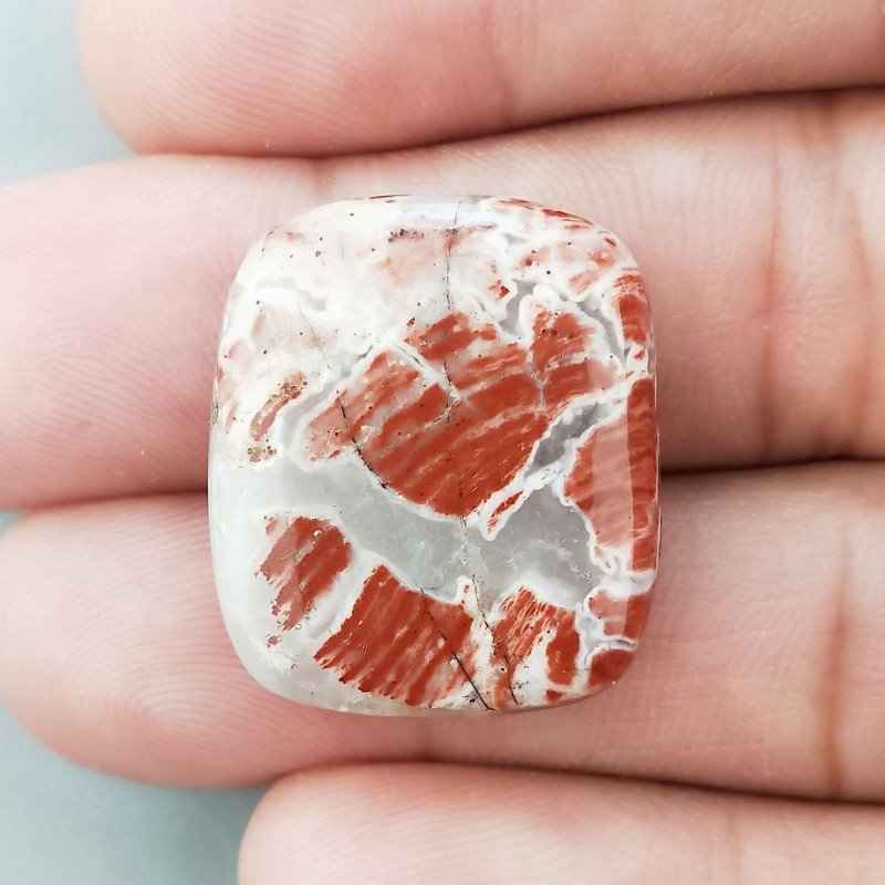 Diaspro Picasso Rosa Naturale Forma Rettangolare Piatto Cabochon Liscio Fatto a Mano 24X21mm 5.08gm 1pz