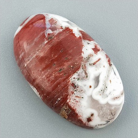 Diaspro Picasso Rosa Naturale Forma Ovale Piatto Cabochon Liscio Fatto a Mano 32X19mm 6.81gm 1pz