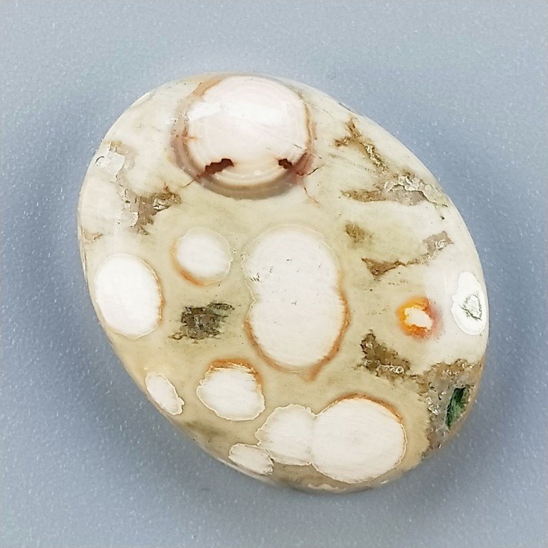 Diaspro Zebrato Marrone Naturale Forma Ovale Piatto Cabochon Liscio Fatto a Mano 26X21mm 6.50gm 1pz