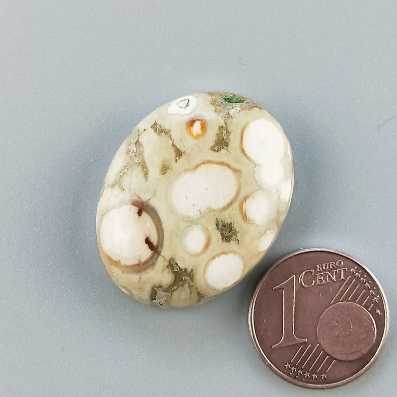Diaspro Zebrato Marrone Naturale Forma Ovale Piatto Cabochon Liscio Fatto a Mano 26X21mm 6.50gm 1pz