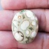 Diaspro Zebrato Marrone Naturale Forma Ovale Piatto Cabochon Liscio Fatto a Mano 26X21mm 6.50gm 1pz