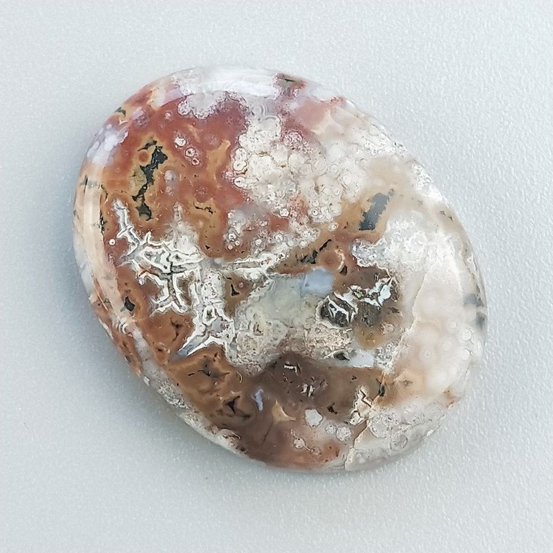 Diaspro Zebrato Marrone Naturale Forma Ovale Piatto Cabochon Liscio Fatto a Mano 30X23mm 7,02gm 1pz