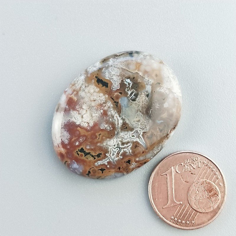 Cabochon di Diaspro Zebrato Marrone Naturale Ovale, Piatto e Liscio, 30x23 mm, 7,02 g, Fatto a Mano