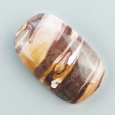 Diaspro Zebrato Marrone Naturale Forma Cuscino Piatto Cabochon Liscio Fatto a Mano 28X17mm5,28gm 1pz