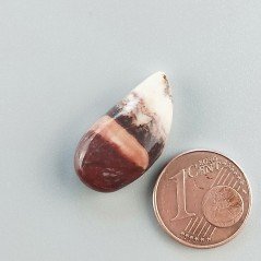 Diaspro Zebrato Marrone Naturale Forma Goccia Piatto Cabochon Liscio Fatto a Mano 22X11mm 3.10gm 1pz