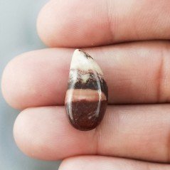 Diaspro Zebrato Marrone Naturale Forma Goccia Piatto Cabochon Liscio Fatto a Mano 22X11mm 3.10gm 1pz