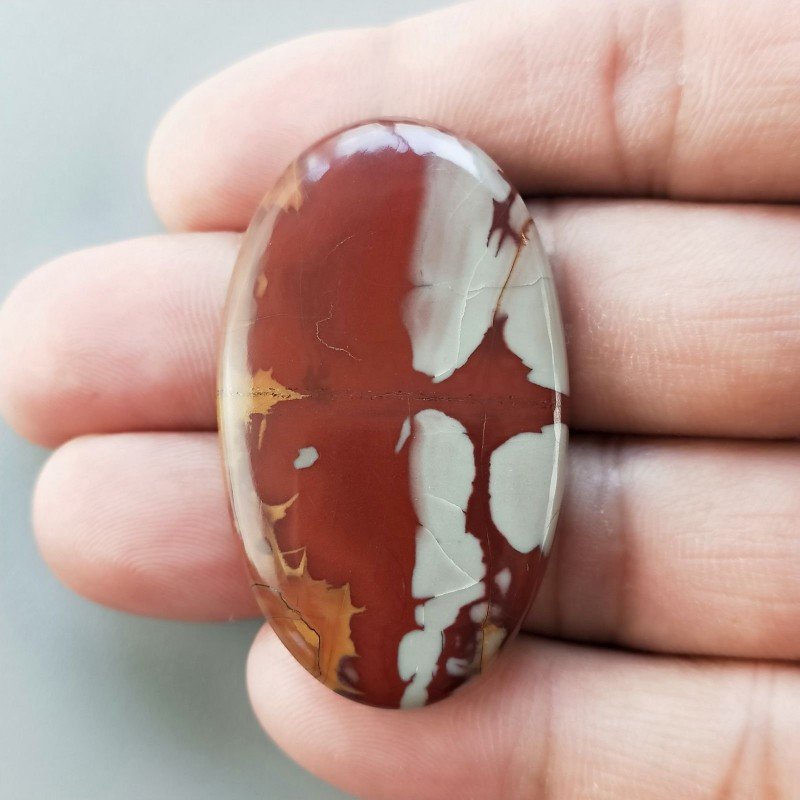 Diaspro Noreena Naturale Forma Ovale Piatto Cabochon Liscio Fatto a Mano 45X27X5mm 11,70gm 1pz