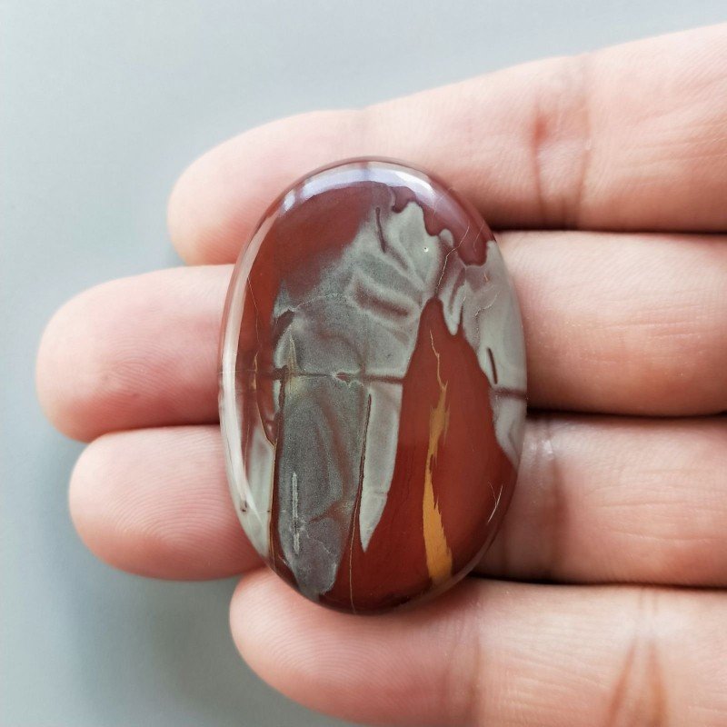 Diaspro Noreena Naturale Forma Ovale Piatto Cabochon Liscio Fatto a Mano 44X30X5mm 13,30gm 1pz