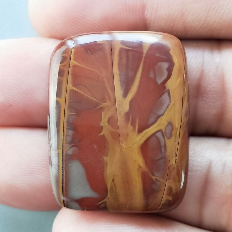 Diaspro Noreena Naturale Forma Rettangolare Piatto Cabochon Liscio Fatto a Mano 31X24X6mm 10,10gm 1pz