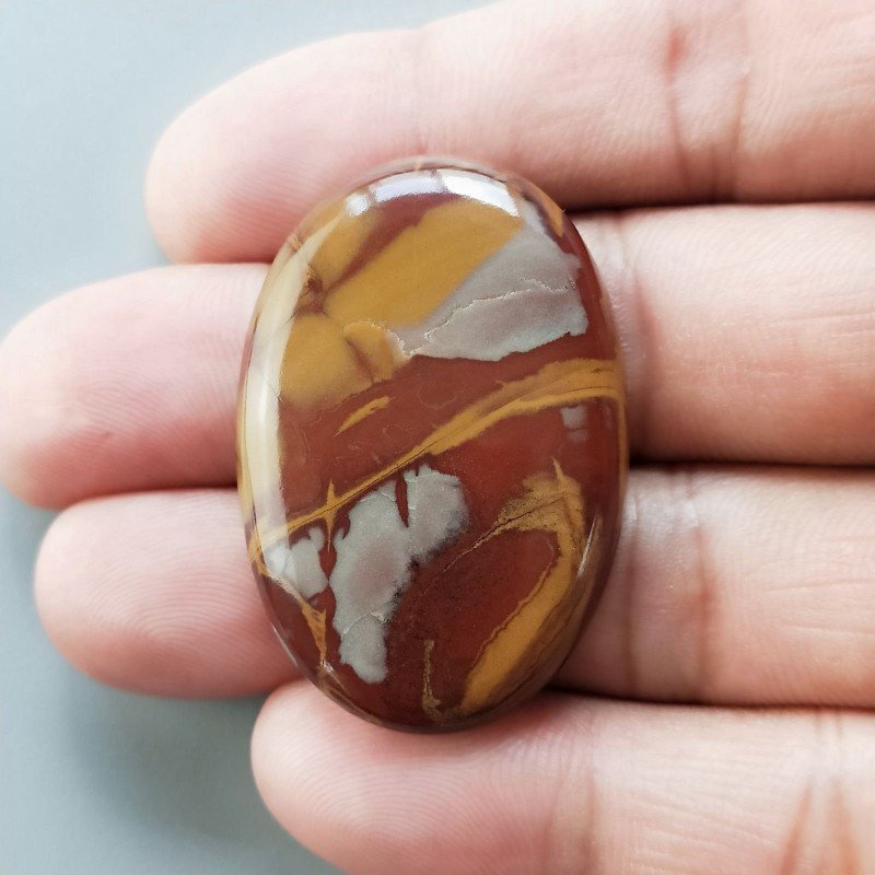 Diaspro Noreena Naturale Forma Ovale Piatto Cabochon Liscio Fatto a Mano 40X23X7mm 11,30gm 1pz