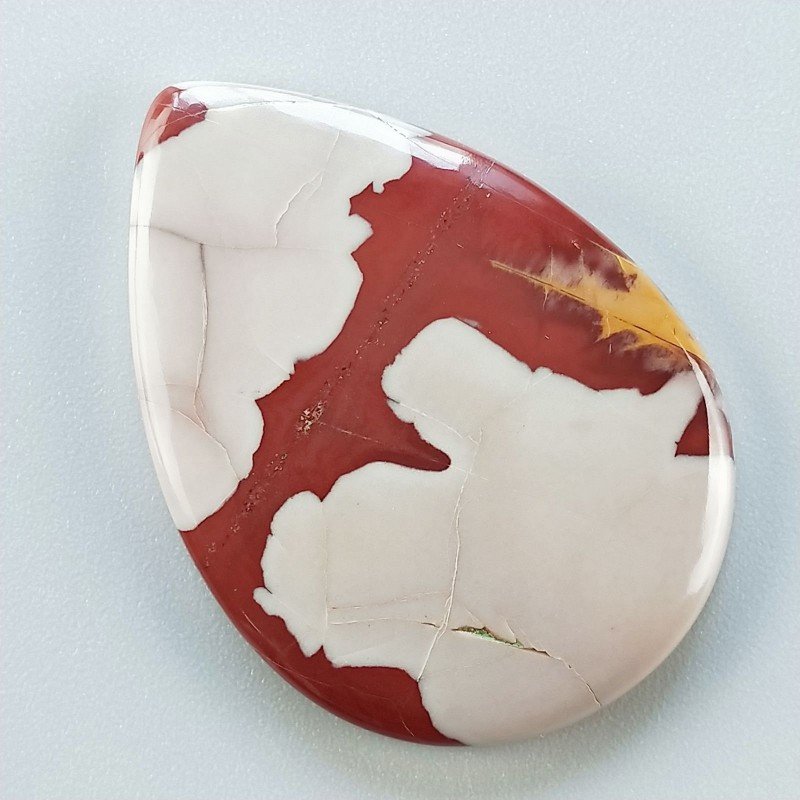 Diaspro Noreena Naturale Forma Goccia Piatto Cabochon Liscio Fatto a Mano 40X28X5mm 9,80gm 1pz