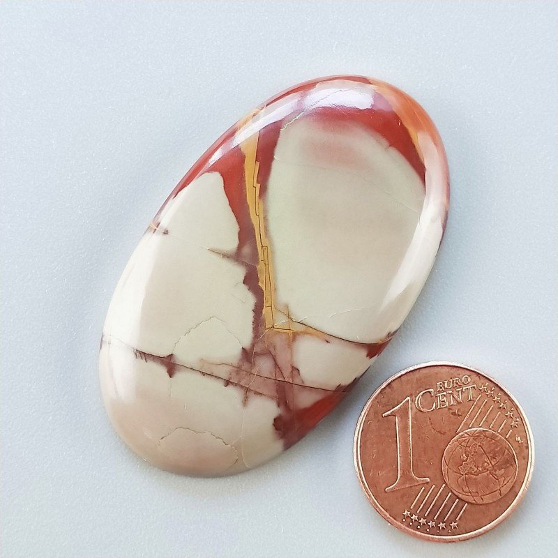 Diaspro Noreena Naturale Forma Ovale Piatto Cabochon Liscio Fatto a Mano 42X24X5mm 8,80gm 1pz