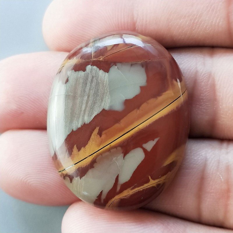 Diaspro Noreena Naturale Forma Ovale Piatto Cabochon Liscio Fatto a Mano 35X27X6mm 10,10gm 1pz