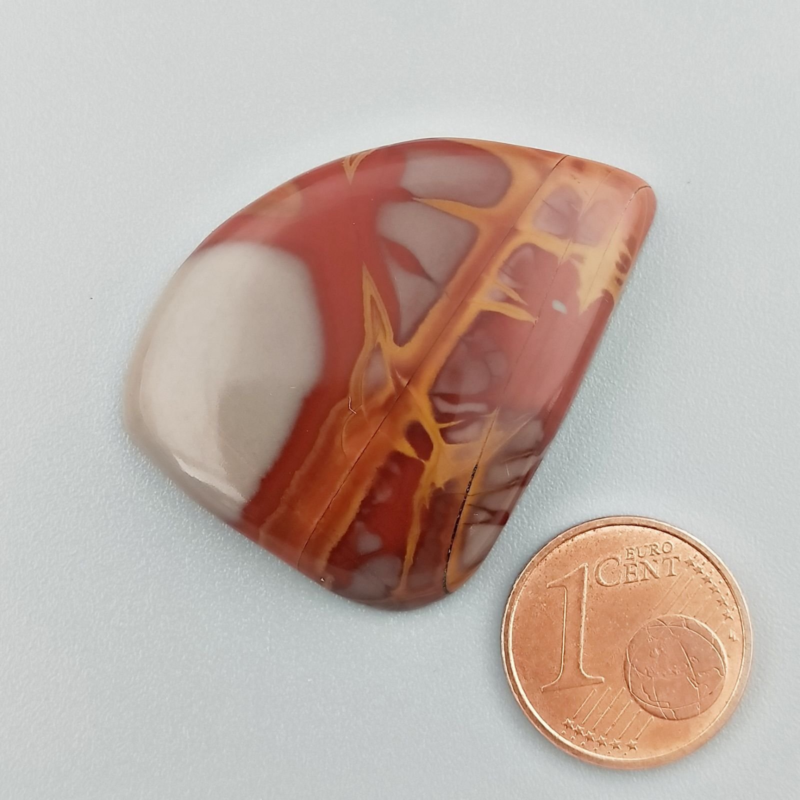 Diaspro Noreena Naturale Forma Fantasia Piatto Cabochon Liscio Fatto a Mano 38X28X5mm 9,30gm 1pz