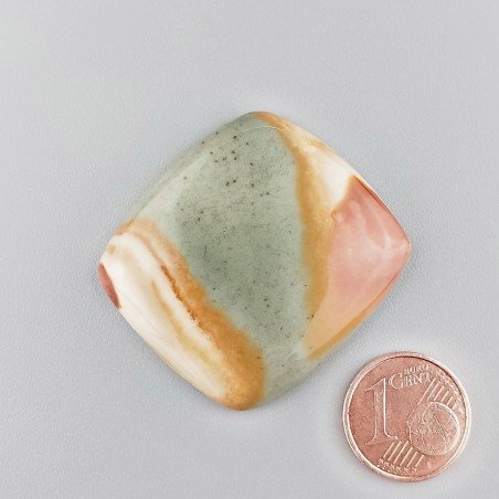 Diaspro Poligramma Naturale Forma Rettangolare Piatto Cabochon Liscio Fatto a Mano 34X32mm 12,60gm 1pz