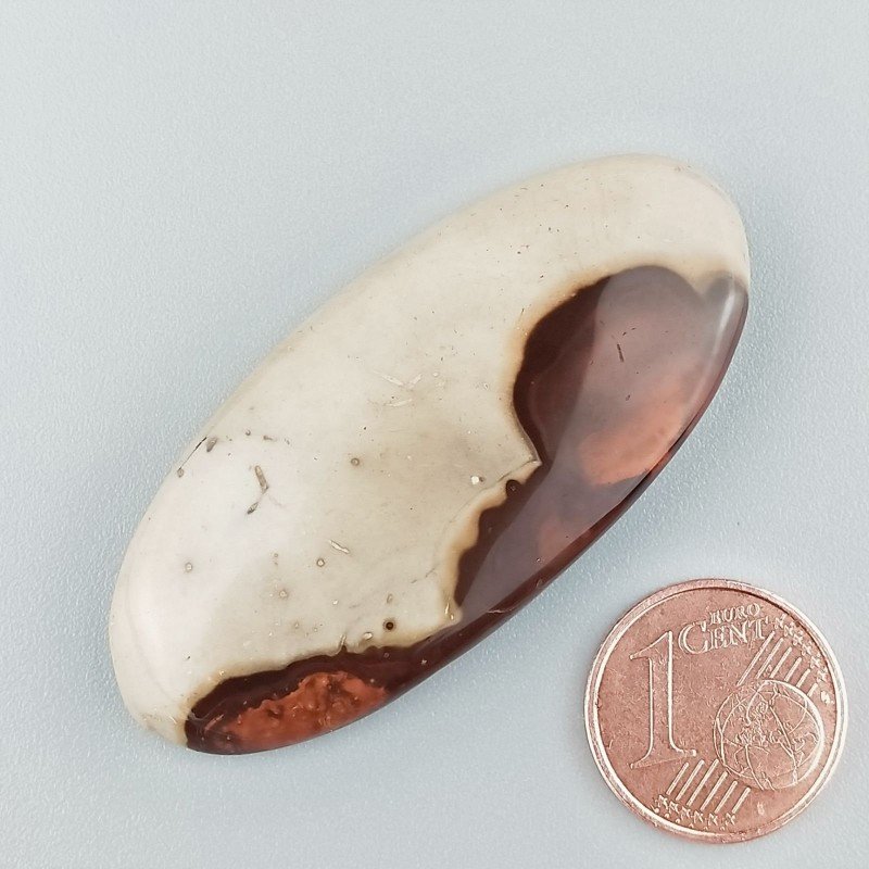 Cabochon di Diaspro Poligramma Naturale Ovale, Piatto e Liscio, 48x22 mm, 10,20 g, Fatto a Mano