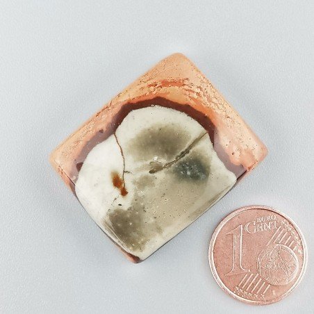 Diaspro Poligramma Naturale Forma Rettangolare Piatto Cabochon Liscio Fatto a Mano 29X24mm 9,51gm 1pz