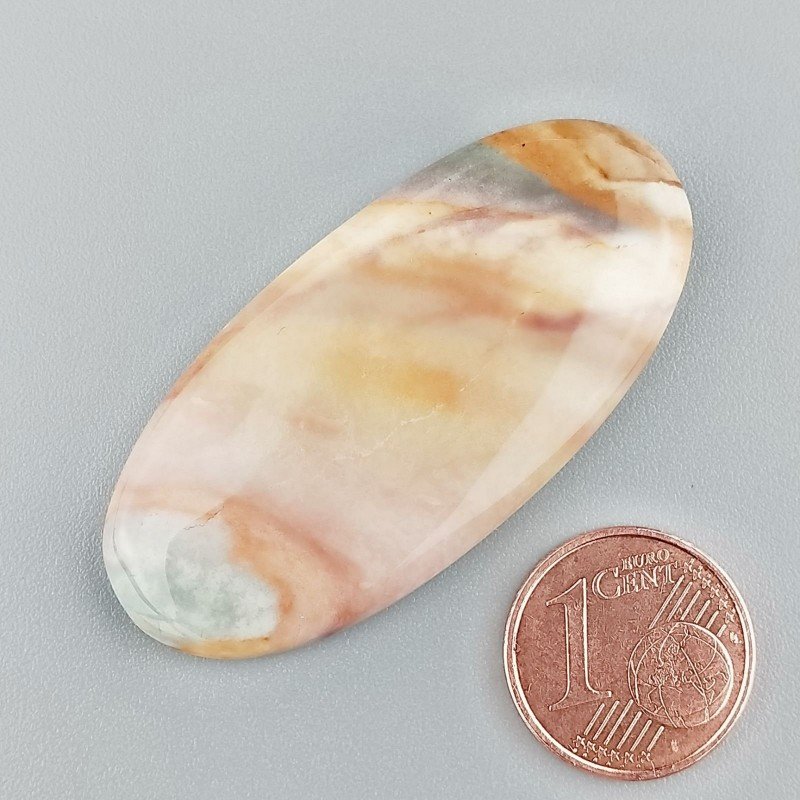 Cabochon di Diaspro Poligramma Naturale Ovale, Piatto e Liscio, 46x21 mm, 8,20 g, Fatto a Mano