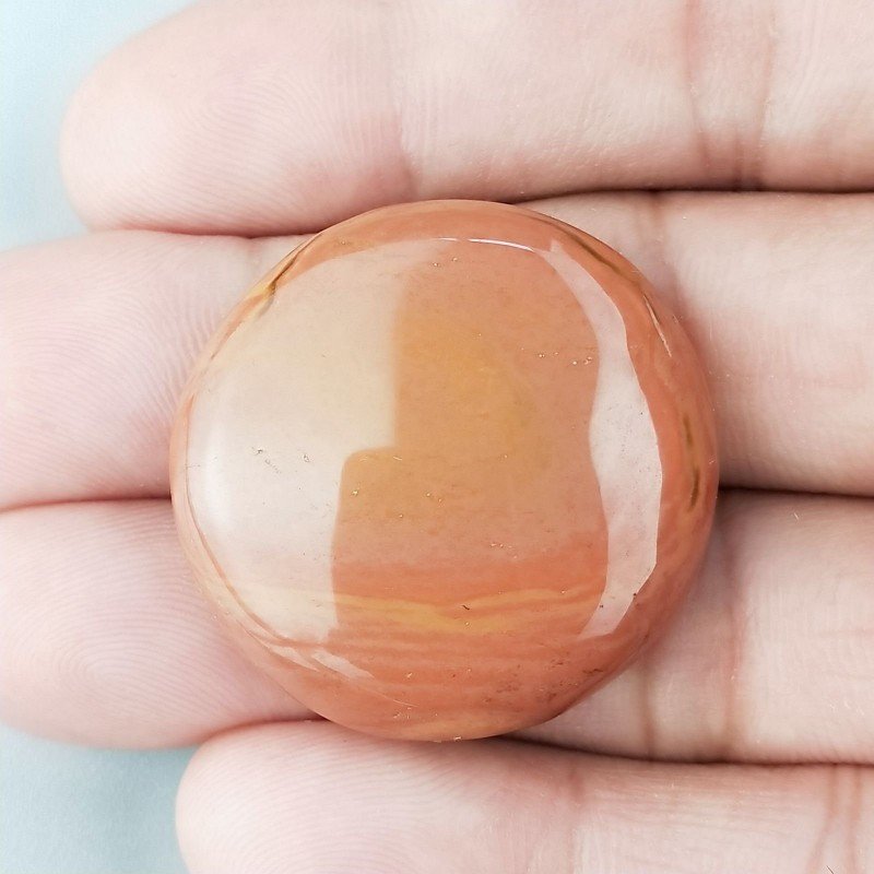 Diaspro Poligramma Naturale Forma Tondo Piatto Cabochon Liscio Fatto a Mano 32mm 12,34gm 1pz