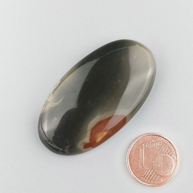 Cabochon di Diaspro Poligramma Naturale Ovale, Piatto e Liscio, 44x24 mm, 12,21 g, Fatto a Mano