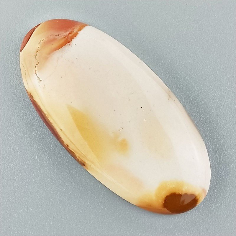 Diaspro Poligramma Naturale Forma Ovale Piatto Cabochon Liscio Fatto a Mano 44X21mm 8,82gm 1pz
