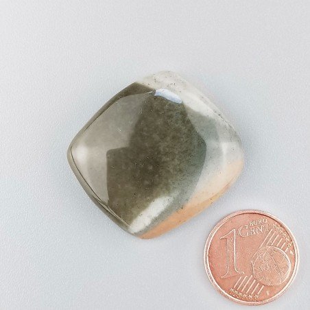 Diaspro Poligramma Naturale Forma Rettangolare Piatto Cabochon Liscio Fatto a Mano 26X25mm 7,19gm 1pz