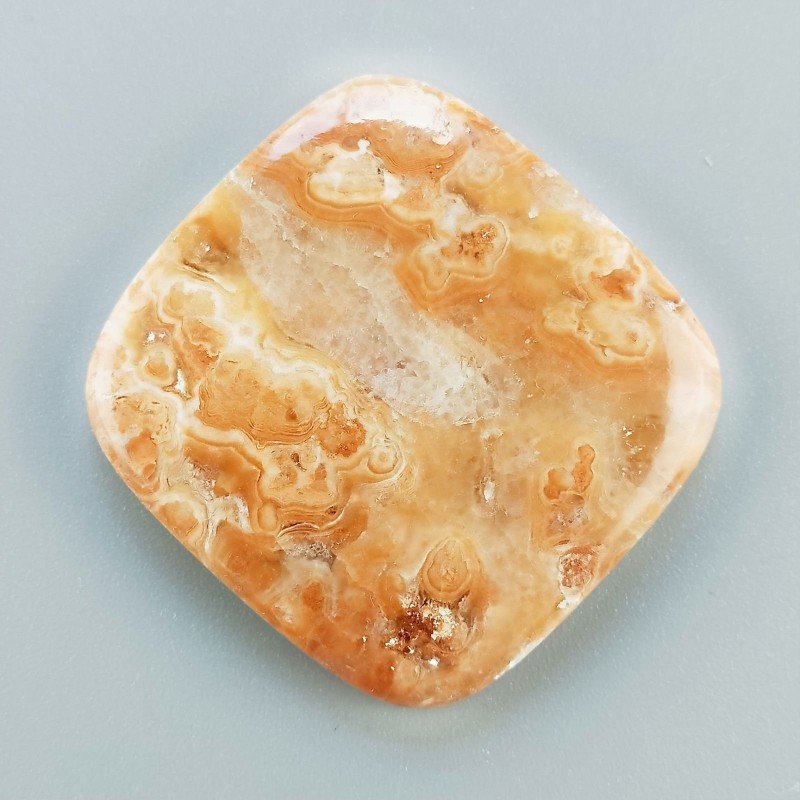 Kokoweef Cave Onyx Naturale Forma Cuscino Piatto Cabochon Liscio Fatto a Mano 39X37X6mm 17,15gm 1pz