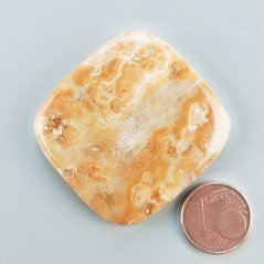 Kokoweef Cave Onyx Naturale Forma Cuscino Piatto Cabochon Liscio Fatto a Mano 39X37X6mm 17,15gm 1pz