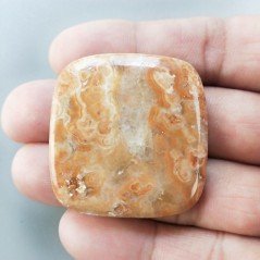 Kokoweef Cave Onyx Naturale Forma Cuscino Piatto Cabochon Liscio Fatto a Mano 39X37X6mm 17,15gm 1pz