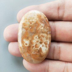 Kokoweef Cave Onyx Naturale Forma Ovale Piatto Cabochon Liscio Fatto a Mano 46X29X5mm 12,85gm 1pz