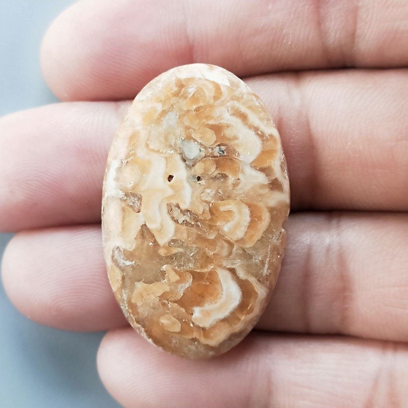 Kokoweef Cave Onyx Naturale Forma Ovale Piatto Cabochon Liscio Fatto a Mano 38X24X5mm 7,90gm 1pz